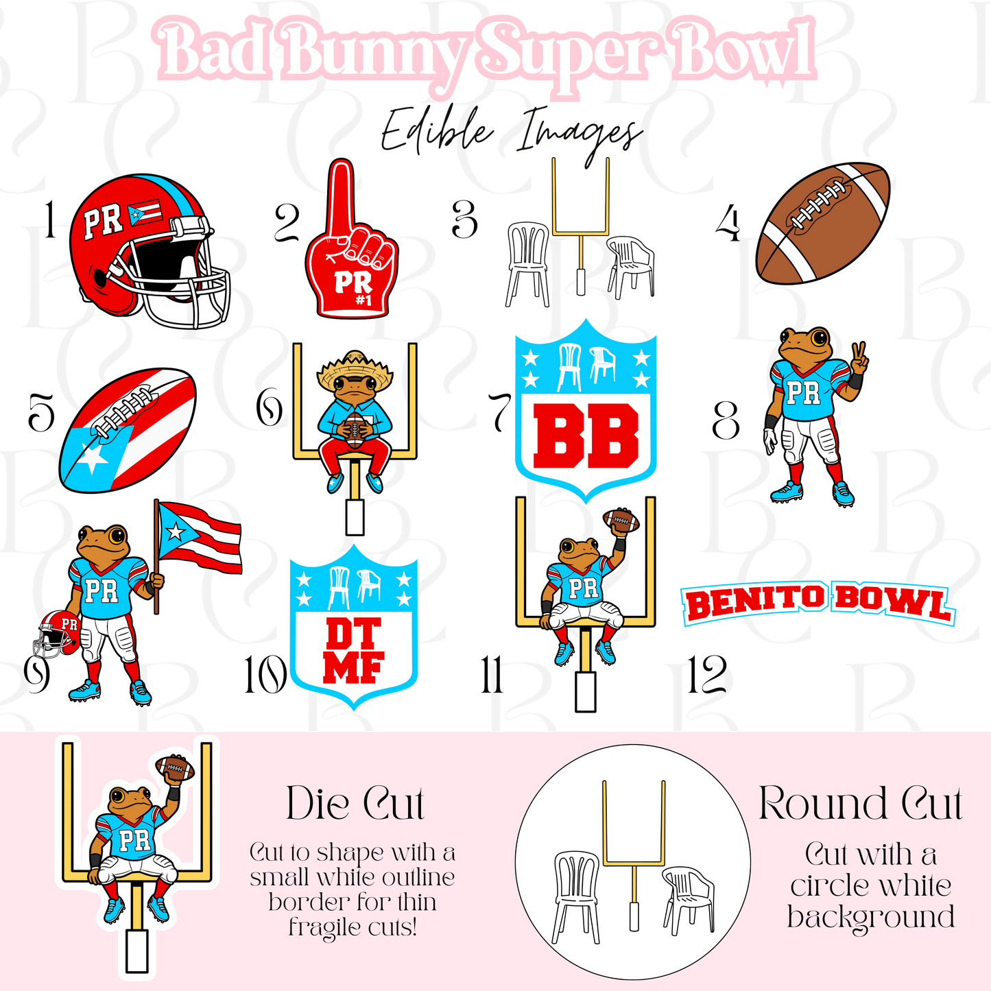 Bad Bunny Superbowl Edible Images.