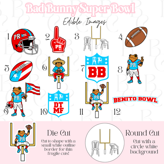 Bad Bunny Superbowl Edible Images.
